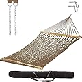 Castaway Living 13 ft. Double Traditional Hand Woven Rope Hammock with Free Extension Chains,Tree Hooks & Storage Bag, Accommodates Two People with a Weight Capacity of 450 lbs.