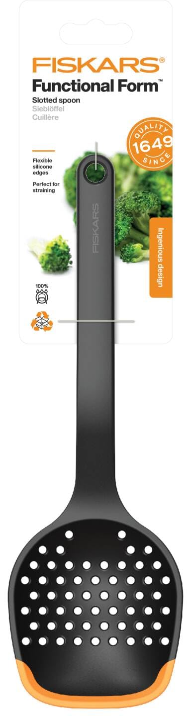 Fiskars Functional Form Slotted Straining Silicone Spoon, Black 1027302 — Amazon image 3