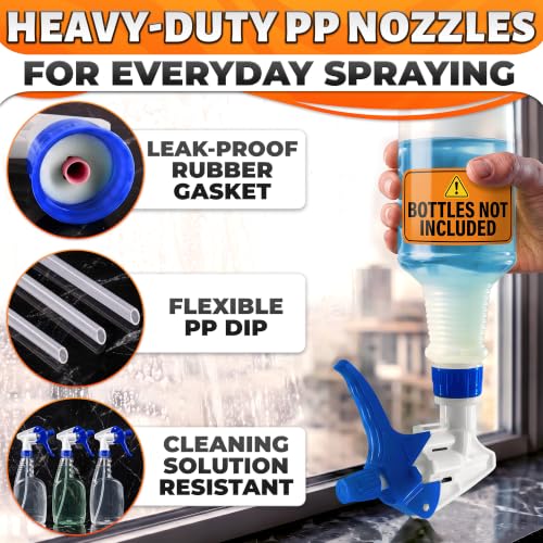 Image of 12 Pcs Spray Bottle Nozzle Replacement Pack - Heavy Duty Leak-Proof Trigger Sprayer for Cleaning Crews, Garden, Pet Care, Auto Detailing & Kitchen - Fits 8, 16, 24, 32 oz Bottles, 28-400 Thread (Blue)
