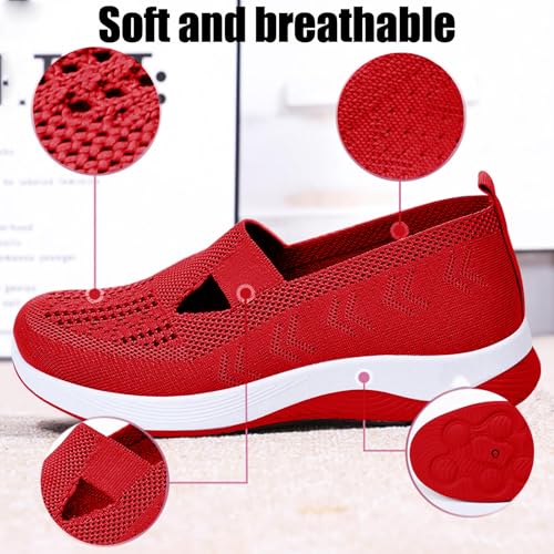 Thatrich Womens Orthopedic Sneakers Slip on Walking Shoes Breathable Soft Woven Shoe Non-Slip Mesh Up Footwear Lightweight Comfortable Arch Support Sneaker3