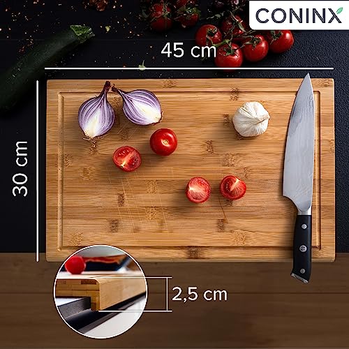 Coninx Tagliere In Legno Grande Con Scanalatura Per Succo, Antibatterico Moso Bambù, Per Tagliare Verdure, Frutta, Formaggio, Carne E Altro Ancora, Robusto Tagliere Da Cucina In Legno, 45 X 30 X 2,5 - 6