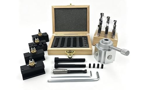 Mini Quick Change Tool Post Holder Set +9pcs 3/8 Boring bar+1/4" 5Pcs...