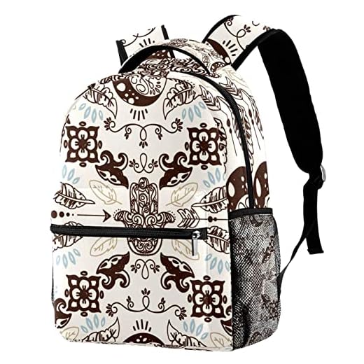 Boho månar och hamsa-symboler ryggsäck för män skola bokväska vandring resor ryggsäck skolväska för kvinnor flickor