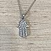 Large white gold handmade cute pave diamond hamsa necklace