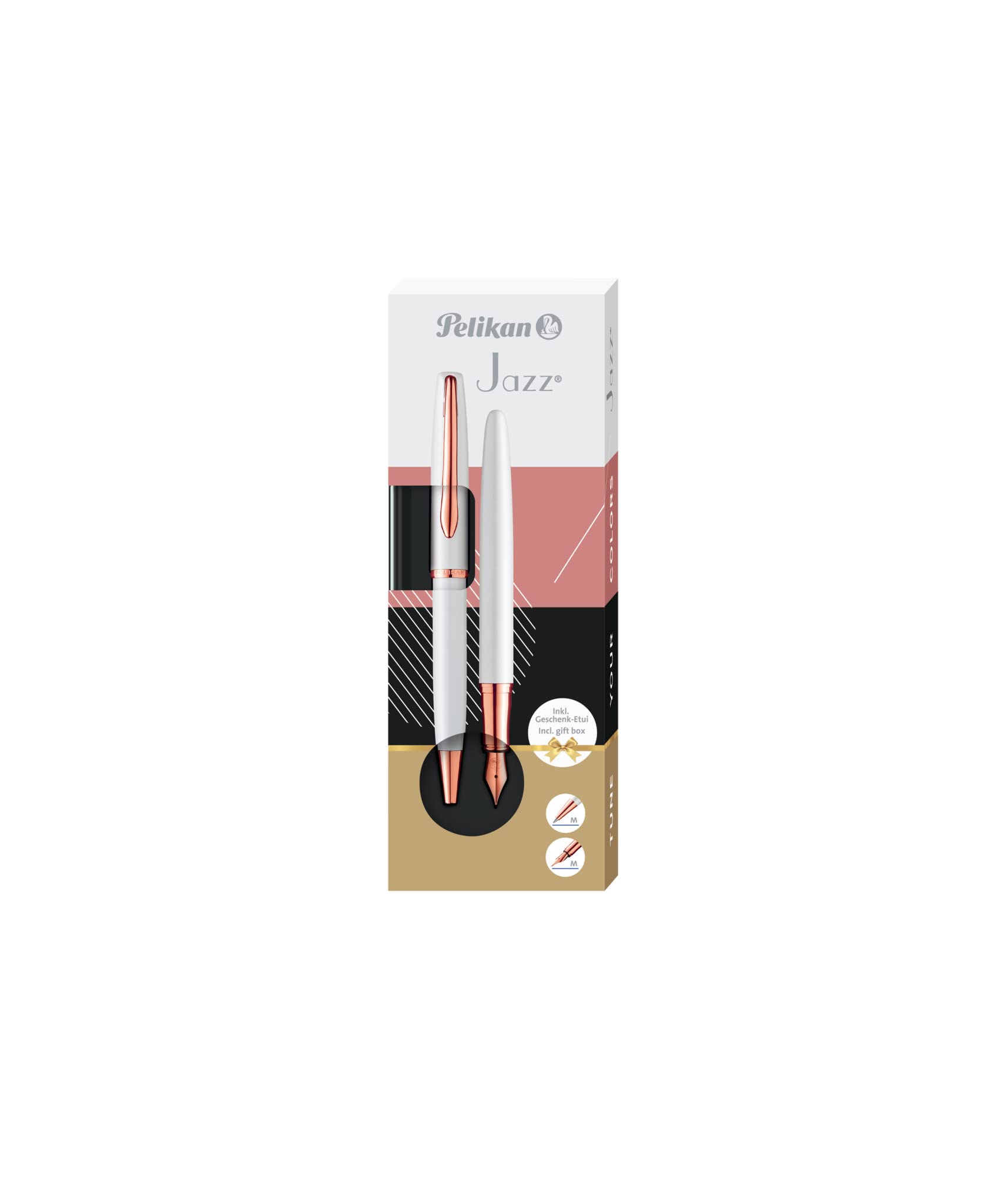 Pelikan Schreibset Jazz® Noble Elegance K/P36 Kugelschreiber und Füllhalter mit Gravur Geschenk - einzigartige Stifte mit Namen - personalisierte Geschenke (Perlmutt Weiß)