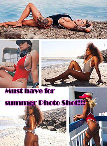 FITTOO Women Monokini Retro Thong One Piece Swimsuit Deep V High Cut Sexy Trikini Push up Strappy Backless S Olive - Thumbnail 5