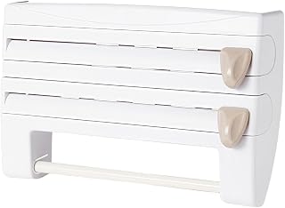 Efficient Kitchen Storage Solution - Dispensador de papel de aluminio 3 en 1 con cortador (blanco)