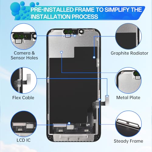 Écran de rechange iPhone 13 LCD avec numériseur 3D Touch et vitre avant de haute précision