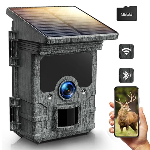 VOOPEAK Wildkamera Solar WLAN 4K 30fps 85MP, Wildkamera mit Handyübertragung APP, Wildtierkamera...
