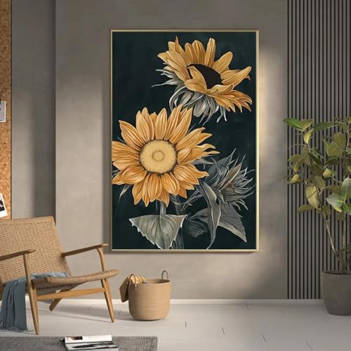 Peinture murale avec fleur de lys 80x110cm déco salon KEBIA