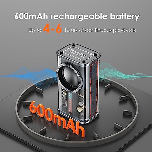 Image of Portable Bluetooth Speaker with Lights, Transparent Wireless Mini Bluetooth Speaker with TWS, Perfect Small Speaker HD Sound and Bass for Office, Home, Shower, Room, Bike, Car (Black)