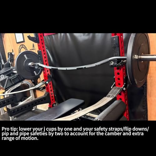 Professional Buffalo Cambered Barbell, 8ft 55lb Olympic Barbell for Powerlifting Bench Press and Squat, Curved Bar for 32MM 2000 lbs Weight Capacity 190K PSI, Weight Bar Fit 2" Weights - Image 4