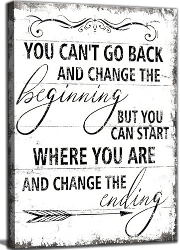 Inspirational Canvas Wall Art You Can't Go Back and Change The Beginning painting Decor Pictures Motivational Positive Quotes Posters Prints for Bedroom Office Living Room Home Decoration
