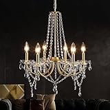 LXWNYY Crystal Chandeliers Ceiling Light, 6 Lights Modern Gold Ceiling Lights Living Room，Gold Chandelier Lighting for Bedroom,Dining Room, Foyer, Hallway, Kitchen, Lounge, Height Adjustable