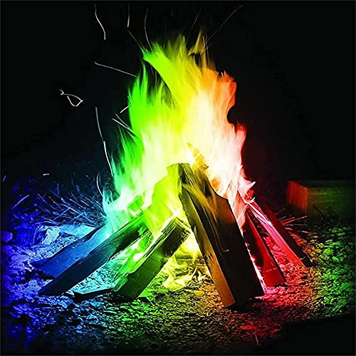Funky Flames Color Changing Packets for Fire Pit, Creates Colorful Flames for Wood Burning Fires, Magical Rainbow Flames for Indoor Fireplace, Outdoor Halloween Christmas Nativity Bonfire Party