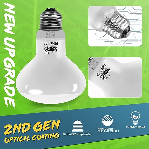 LUCKY HERP Reptile Heat Lamp 3 Pack 100W, UVA Heat Lamp Bulb for Reptile Tortoise Basking Spot Light Bulb for Vivarium Lizard - Image 2