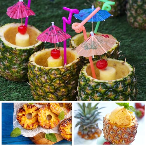 Foto von com-four® Ananas-Schneider 3 in 1 - Ananas Schäler aus Edelstahl, spülmaschinengeeignet - Ananas-Entkerner - Ananas Corer mit scharfer Klinge (01 Stück - Ananasschneider)