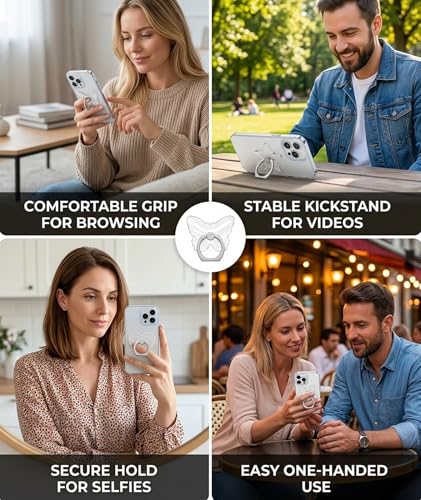 Image of 8 PCS Mobile Ring Holder, Phone Ring Holder for Secure Grip, Transparent Ring Holders with Strong Adhesive, Compatible with Various Smartphones, Easy Installation Design