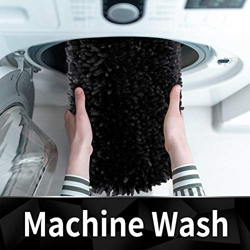 Yimobra Luxury Chenille Bathroom Rug Mat, Extra Soft And Absorbent Shaggy Bath Rugs Non Slip, Machine Wash And Dry, Plush Carpet, Runner Mats For Tub, Shower, And Bath Room, 44.1 X 24 Inches, Black #TOP5