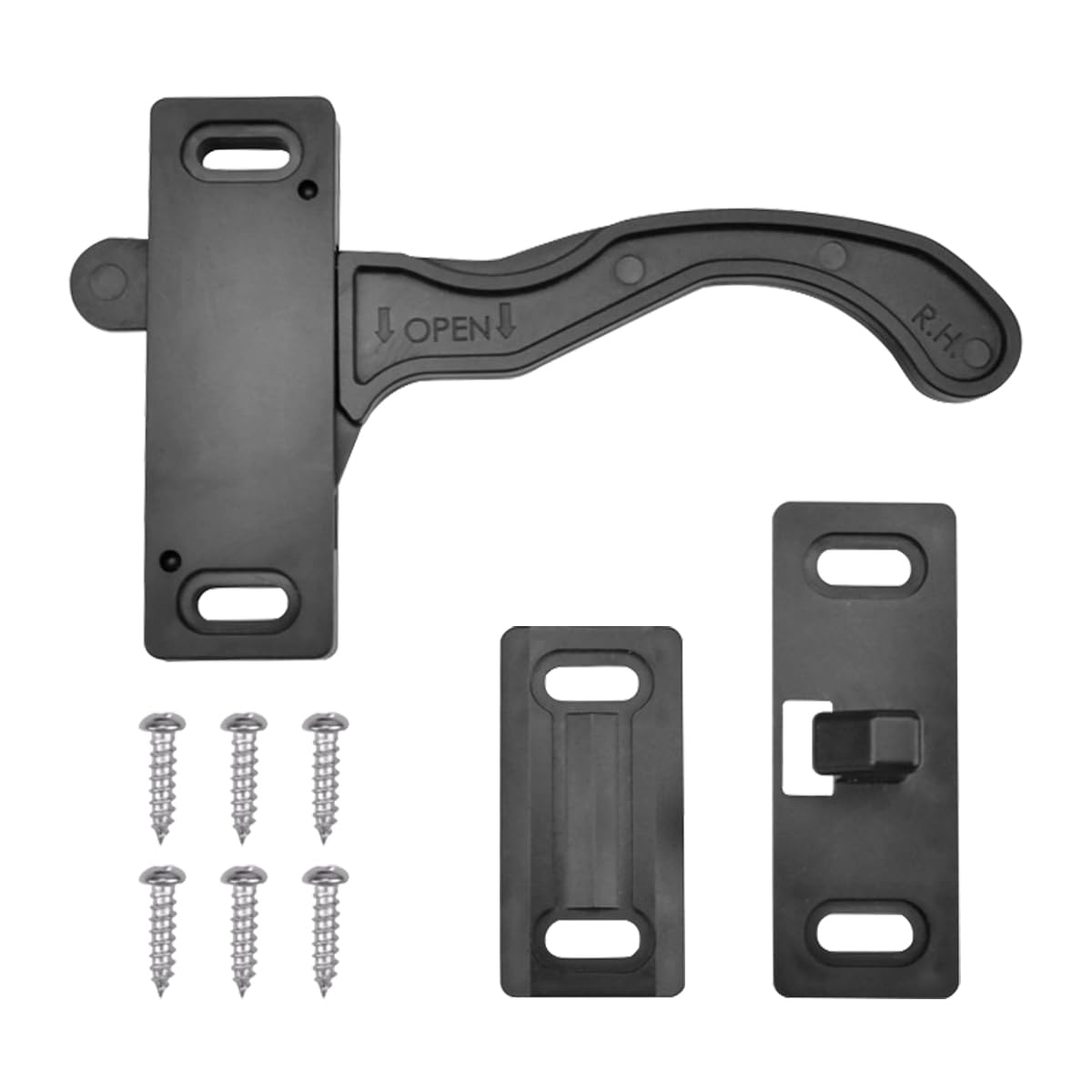 RV Screen Door Latch Kit with Screws, Camper Door Latch Right Side Hand Handle Hardware Tool, Universal for Camper Trailer Motor Home Cargo Trailer Travel Trailer Furniture Parts