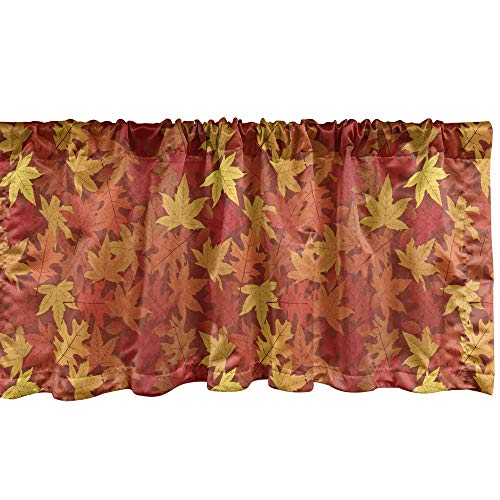 Ambesonne VAL_13486_12X54 Orange Window Valance, Colorful Autumn Fall Season Maple Leaves In Unusual Designs Nature Print cover