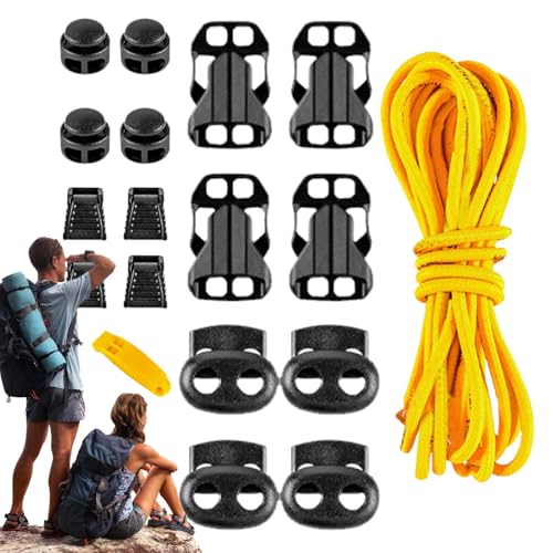 Juego de hebillas de cordón elástico, kit de cuerda elástica portátil, correas de amarre expandibles para un almacenamiento seguro, clips versátiles para cables de senderismo, cierres de viaje