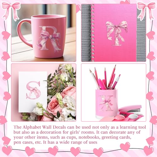 Calcomanías para pared letras ABC con lazo rosa miniatura 5