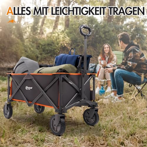 PORTAL Bollerwagen faltbar XXL Handwagen mit schnellspanerem Stoff Klappwagen Transportwagen tragbar Strandwagen Gartenwagen Faltwagen belastbar bis 100kg für Camping Garten Einkauf – Bild 3
