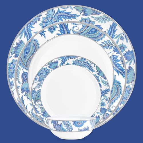 Image of Larah by Borosil 37pc Opalware New Iris Dinner Set for Family of 6 | Microwave & Dishwasher Safe Crockery Set for Dining & Gifting | Plates & Bowls