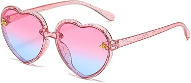 Kids Heart shaped Sunglasses Cute Bee Frame Age 3-10 UV400 Protection Fashion Sunnies for Outdoor Summer