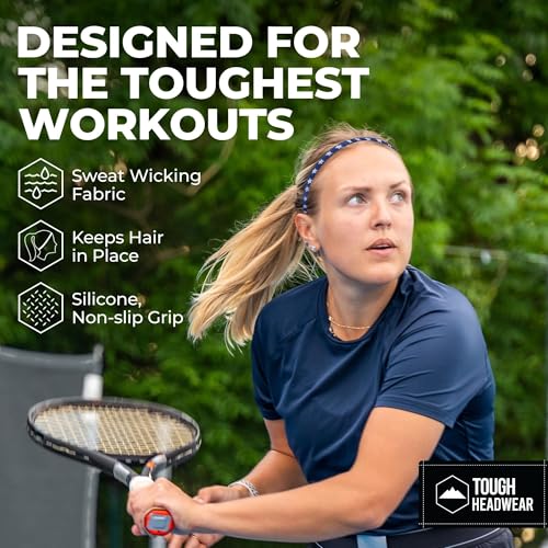 Image of Tough Headwear Thin Elastic Headbands - Sports Headbands for Women & Men - Mens Workout Headband - Running or Soccer Headband