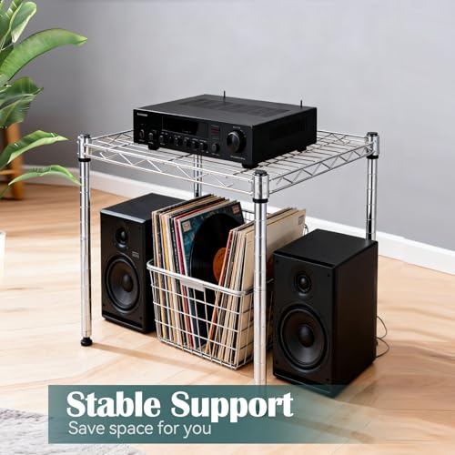 Image of 1-Tier Wire Shelving Unit, Stackable Metal Storage Shelves, Versatile Utility Shelves & Wire Rack for Garage Shelving, Pantry Shelves, Office, Living Room, Garage,Silver