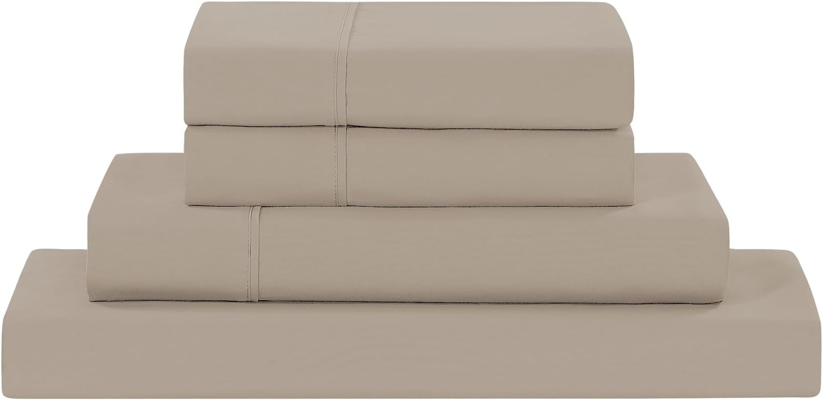 Modern Threads Soft Microfiber Solid Sheets - Luxurious Microfiber Bed Sheets - Includes Flat Sheet, Fitted Sheet with Deep Pockets, & Pillowcases Khaki King