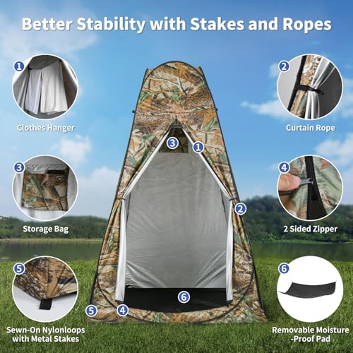 Pop Up Privacy Shower Tent, Outdoor Portable Changing Tent Camping for Camping Beach Toilet Shower Bathroom Changing Room Sun Shelter with Window with Carry Bag image 7