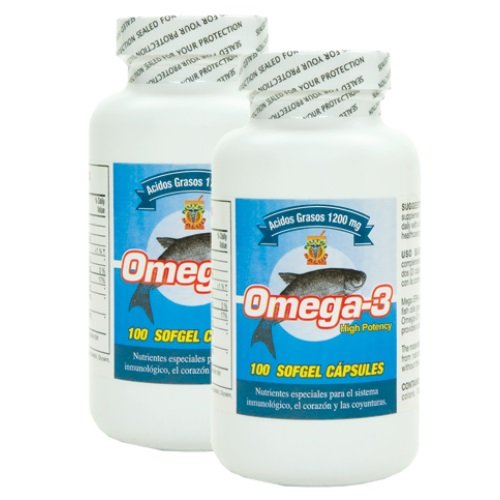 Omega 3 Capsulas de Alta Potencia. Set de 2 frascos con 100 capsulas c/u. para las arterias, coyunturas, bajar el colestereol malo. Tratamiento para 6 Meses.