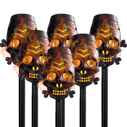 WHATOOK 6 Pack Solar Outdoor Lights with Flickering Flame, Waterproof LED Solar Torch Light for Garden, Patio, Yard, Pathway, Lawn Decor