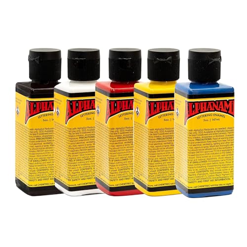 Alpha 6 Alphasample Set Vibrant High-Pigment Enamel Paint for Pinstriping Sign Painting Fine Art with Smooth Gloss Finish (5 oz)