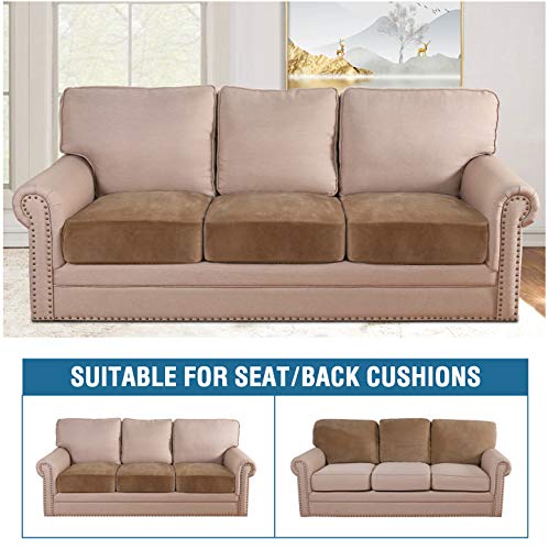 H.Versailtex PART-HVYHRSEATCOVER-3LUGGAGE Velvet Stretch Couch Cushion Cover Plush Cushion Slipcover thumb #2