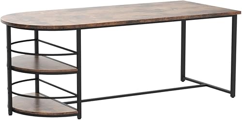 Miniatura 5 de Tribesigns Mesa de comedor para 4 personas con estante de almacenamiento mesa de cocina de madera de 3 niveles de 709 pulgadas de largo con marco de