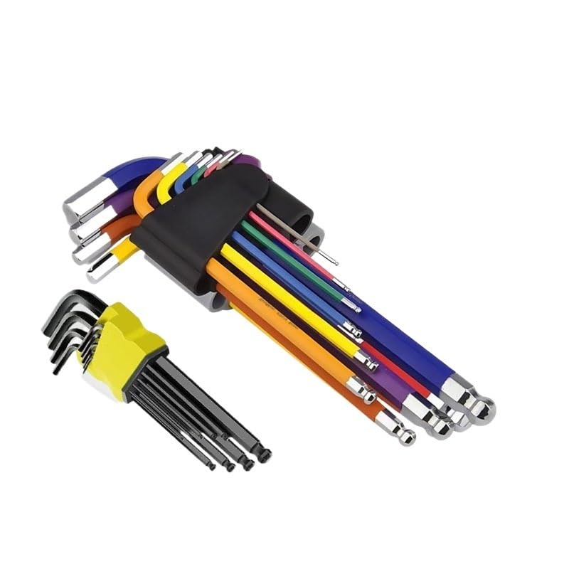 Set 7-9 Chiavi a Brugola Metriche 1,5-10 mm, Chiavi a L con Testa Sferica e Braccio Lungo, per Biciclette, Mobili, Officina, Auto e Fai da Te(7pcs)