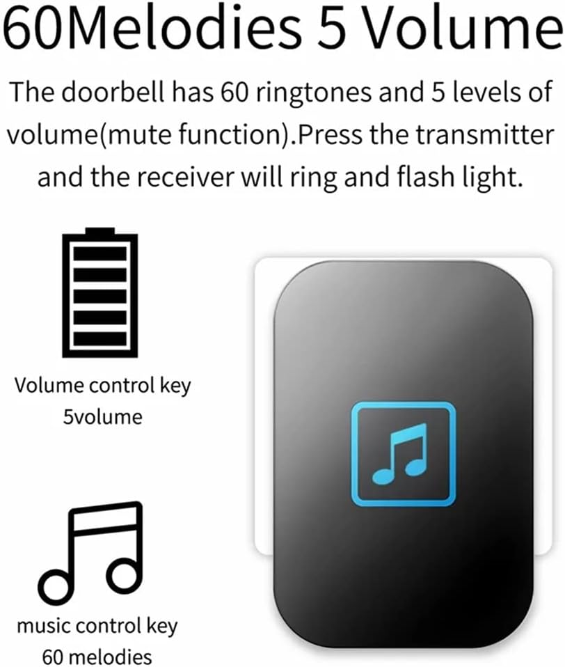 Home Wireless Doorbell 150M Remote No Battery Button Receiver Call Ring Bell