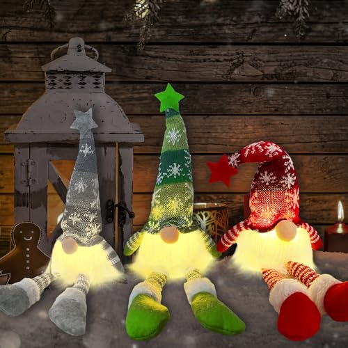 3 Stück Weihnachtsdeko Wichtel, Led Weihnachtswichtel Figuren...