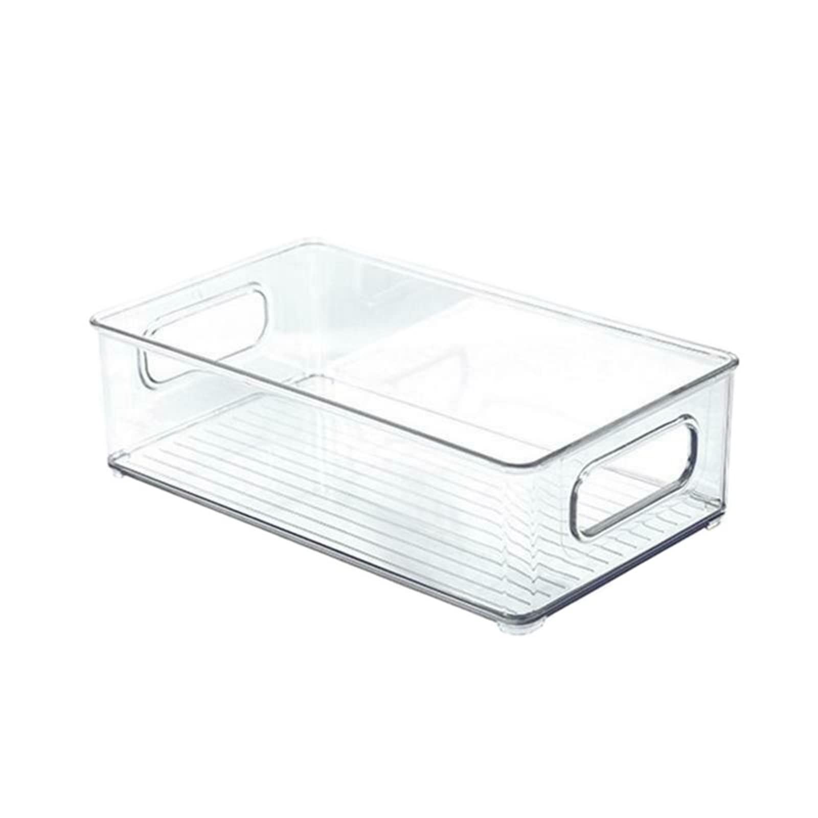 JINGYAN Storage Boxes 1pc Fridge Organizer Stackable Bins Food Storage Box With Clear Plastic Handle Pantry Freezer Tool(Transparent M)