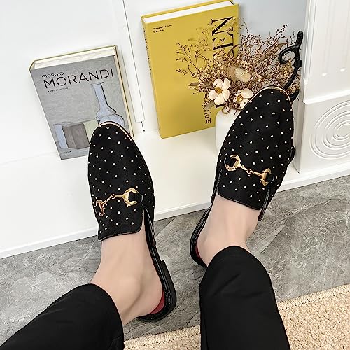 YYQL Mens Slippers with Arch Support Embroidered Leather Sandals for Men Slip On House Shoes with Indoor Outdoor Anti-Skid Rubber Sole Size 7-132