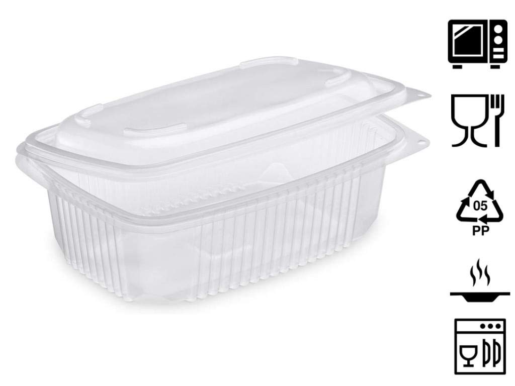 100 Vaschette Asporto Alimenti Caldi 700cc con coperchio per Rosticceria Ristorante e Alimentari utilizzabili in MICROONDE