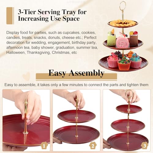 TsunNee 2-Pack 3-Tier Cake Stand Cupcake Holder, Dessert Plates Cakes Fruit Cookie Candy Display Tower Serving Platter, Pastry Tiered Serving Tray for Wedding Birthday Tea Party Chiristmas - Cosy Home Interiors TsunNee 2-Pack 3-Tier Cake Stand Cupcake Holder, Dessert Plates Cakes Fruit Cookie Candy Display Tower Serving Platter, Pastry Tiered Serving Tray for Wedding Birthday Tea Party Chiristmas - Image 6