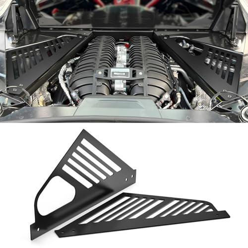 Image of Bevinsee Engine Bay Covers Compatible with Chevrolet Corvette C8 2020-2023 | C8 Engine Cover Aluminum, for C8 Corvette Accessories, 2PCS
