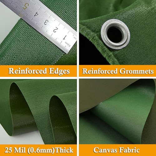 Lona impermeable de 6 x 20 pies, resistente a los rayos UV, ojales inoxidables, perfecta para acampar al aire libre, cubierta de tienda de campaña, paño protector multiusos
