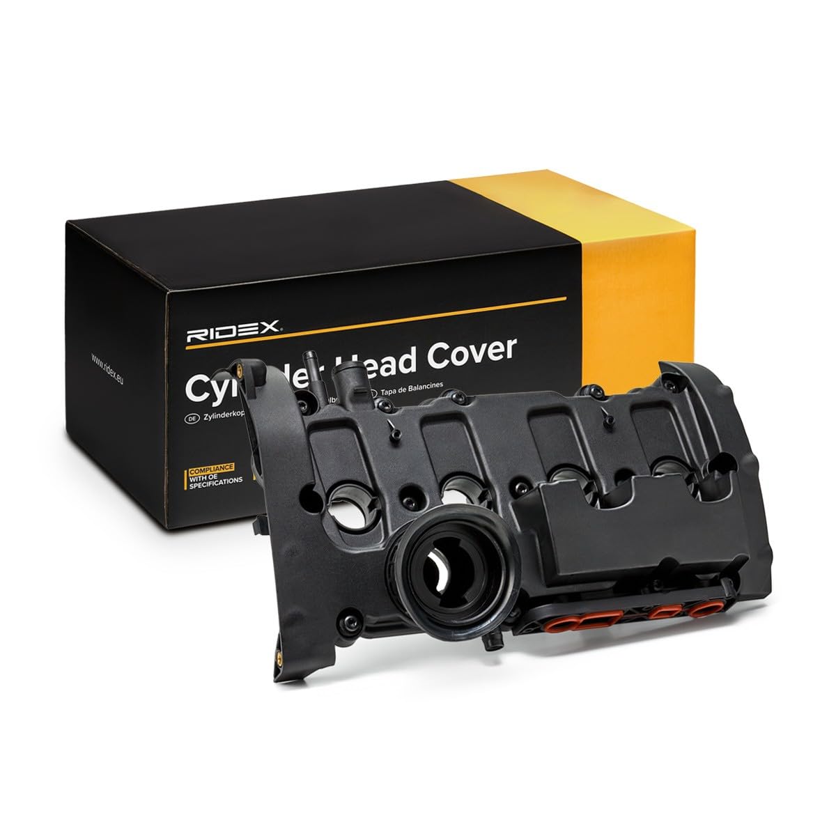 RIDEX 977C0071 Tapa de balancines con juntas con válvula de ventilación con tornillos Compatible con VW Golf 6 5K1