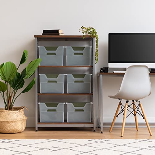 Image of IRIS USA 6-Pack Small Desktop File Box with Open Lid, Clear | Organize paperwork, mail, magazines, and office supplies with portable storage for desks, classrooms, and home workspaces